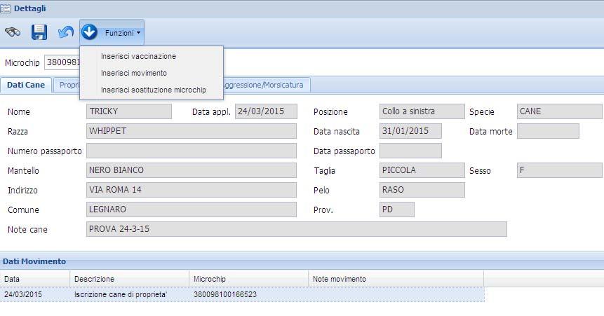 Inserimento movimenti La funzione accessibile