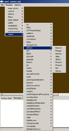 Cabel Attraverso l uso di un convertitore XML scritto in Python (modulor.py) Andrea Valle ha tradotto le pagine HTML del Manuale di Csound relative agli opcodes in singoli moduli Cabel.