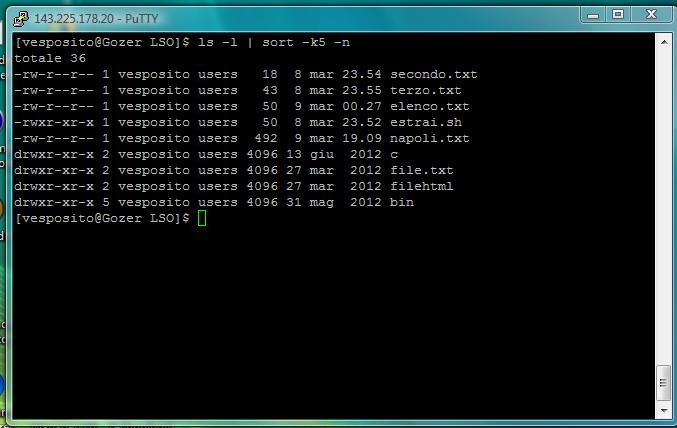 Esercizio n 1 Realizzare una combinazione di comandi Unix per visualizzare i file presenti nella