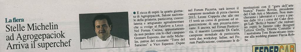 Mittente Quotidiano di Lecce Data Uscita 15 Ottobre 2013