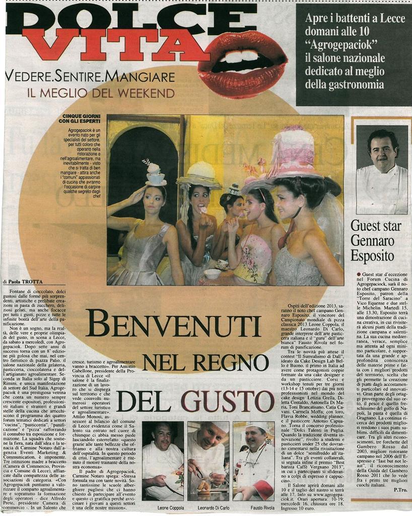 Mittente Quotidiano di Lecce Data Uscita 11 Ottobre 2013