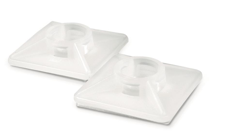 BB Basette adesive di ancoraggio in nylon a 4 vie - colore bianco - Ancoraggio a superfici piane delle fascette serie FB - Nylon 6.