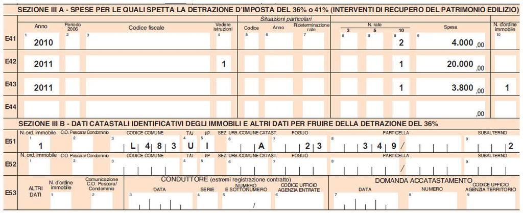 ESEMPIO 5 Due coniugi hanno sostenuto nel 2011, per due interventi su due immobili diversi le seguenti spese di ristrutturazione: 1 intervento iniziato il 10 gennaio e concluso il 22 maggio 2011; i