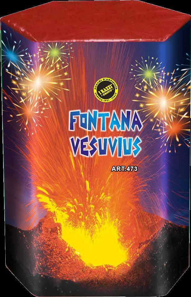 Fontane 473 FONTANA VESUVIUS Effetto: produce un vorticoso effetto con il susseguirsi di stelle rosse, blue,