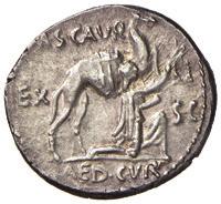 MAN. AEMILIUS SCAURUS E PUB. PLAUTIUS HYPSAEUS (58 a.c.