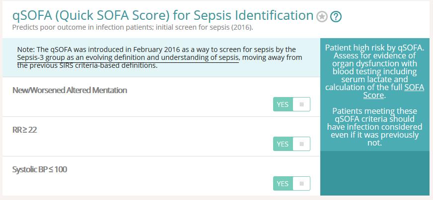 The consensus document also introduces a bedside index, called qsofa, which is proposed to help identify patients with suspected infection who