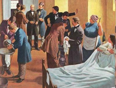 SEMMELWEIS Semmelweis (1840) ordinò che tutte le persone del suo reparto si lavassero bene le mani con una soluzione disinfettante