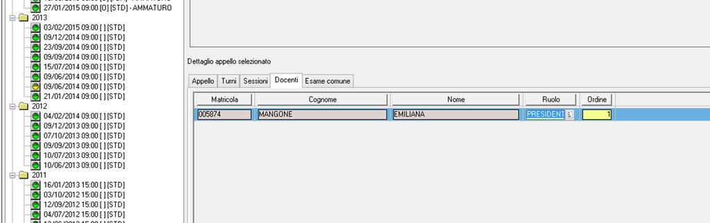 2.3 Docenti Come specificato nel paragrafo precedente, per ogni appello deve essere indicato il docente che assumerà il ruolo di Presidente dell appello.