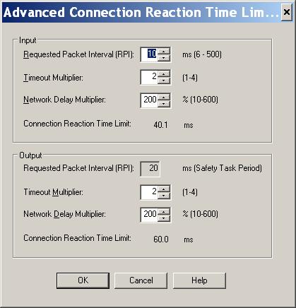 Appendice C Tempi di risposta 3. Fare clic su Advanced per aprire la finestra di dialogo Advanced Connection Reaction Time Limit.