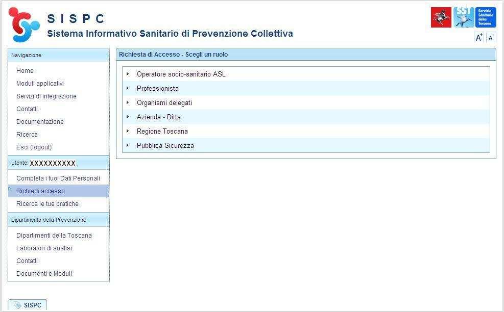 11 di 15 3.1. Richiesta di accesso con ruoli specifici Determinate categorie di utenti di SISPC possono avere necessità di utilizzare il portale e le funzioni in esso esposte, per attività di tipo