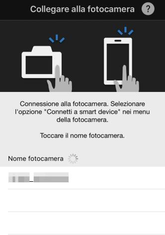 3 Dispositivo ios: avviare SnapBridge sul dispositivo ios e toccare il nome fotocamera.