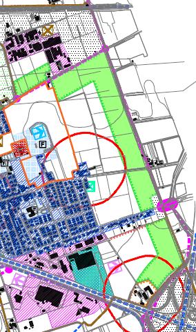 Se deve esserci una zona di protezione dall inquinamento creato dalla Tangenziale Ovest, dell Autostrada A22 e dal Quadrante Europa, perché questa fascia di protezione (in colore verde) deve essere