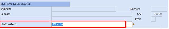 <Tipo anagrafica> inserire E (Esteri e non residenti): al campo <Stato Estero> inserire lo Stato estero: al campo <Codice Ind.