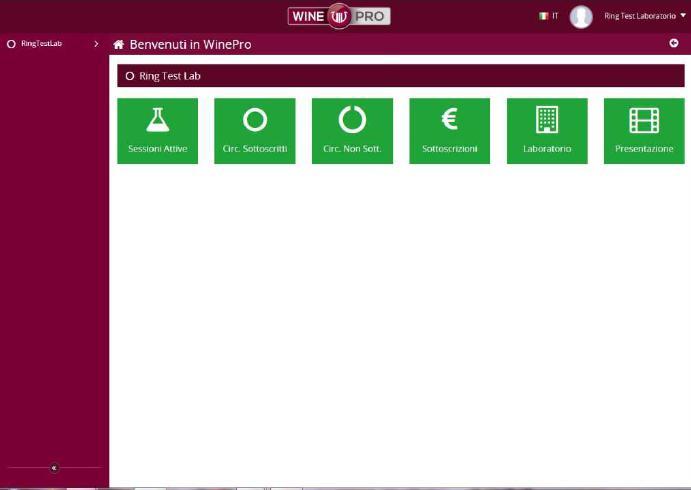 partecipante. L'accesso a Ring Test Lab è profilato per ogni singola figura, garantendo così sicurezza e privacy. Aprendo il portale WinePro (http://uiv.