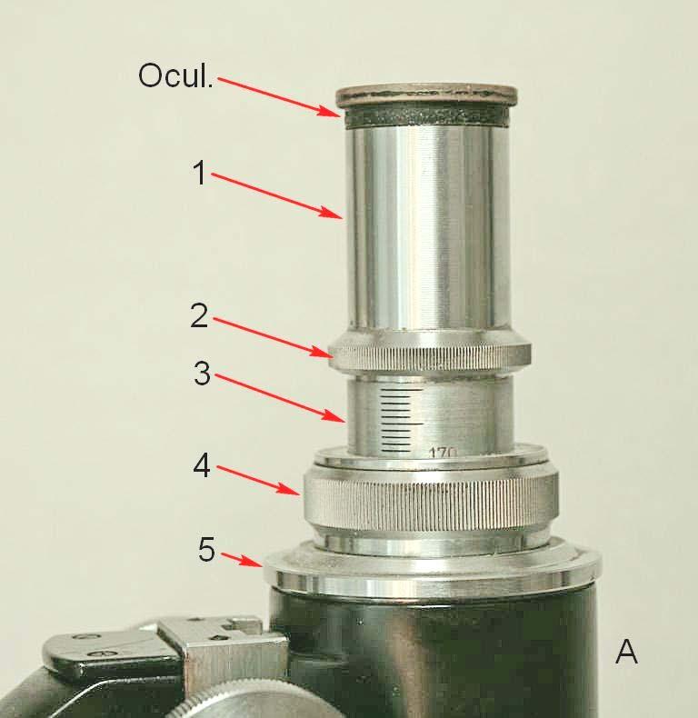 A parte il condensatore, l esemplare qui descritto è giunto in laboratorio con un corredo ottico non originale, che non sarà quindi descritto.