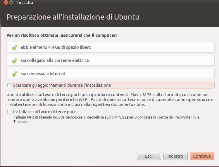 VERIFICO Ubuntu verifica i requisiti di sistema per l'installazione: 2 consigli.