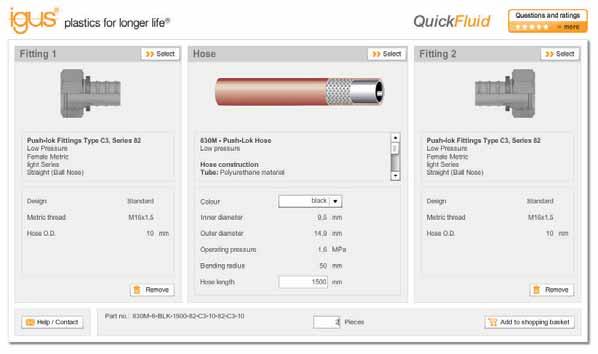 Strumenti online/readychain / Configurazione e progetto Configura i tubi idraulici QuickFluid Confi gura rapidamente i tubi idraulici. Seleziona il tubo dalla lista.