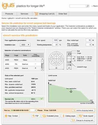 Strumenti online/xiros / Stima di vita Calcola la durata di vita dei cuscinetti a sfera QuickLife Vuoi una stima di vita per la tua applicazione?