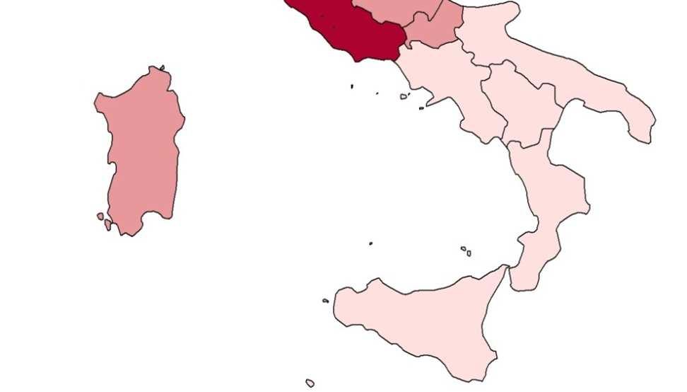 7 Friuli-Venezia Giulia 110.6 Emilia-Romagna 121.7 Toscana 110.1 Umbria 92.2 Marche 102.