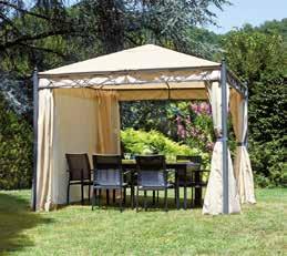 GAZ 370 Gazebo esagonale Ø 4 m Struttura Ø 60 mm in ferro verniciato epoxy antracite con antivento Tessuto