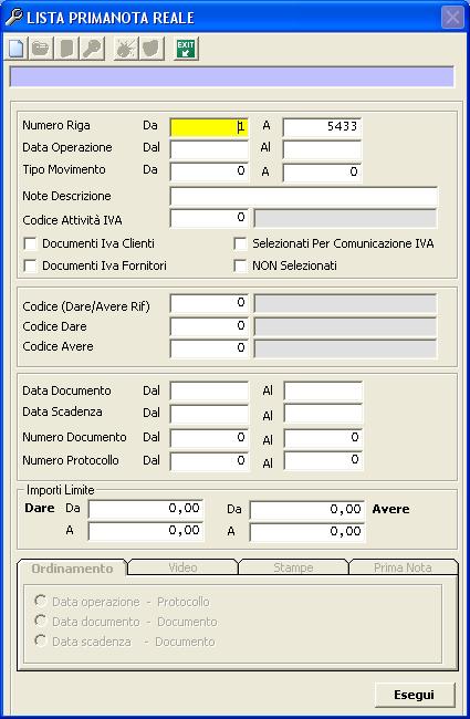 MASCHERA DI SELEZIONE I nuovi campi evidenziati hanno le seguenti funzioni o Documenti Iva Clienti Il check permette la visualizzazione di tutte le registrazioni dei documenti Iva Clienti (comprese