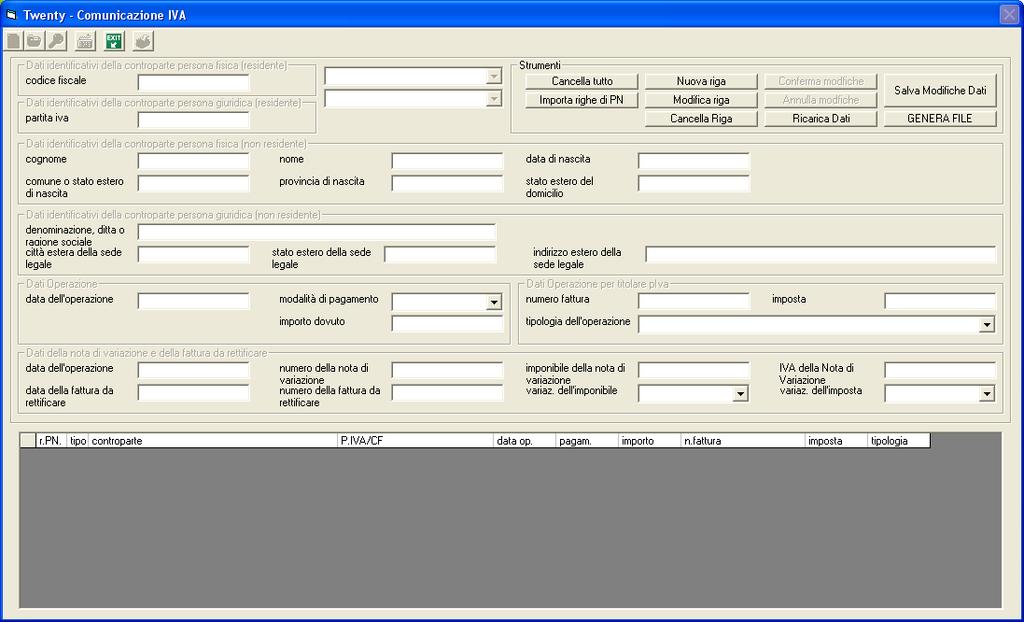 IMPORTAZIONE RIGHE DI PRIMA NOTA Con il pulsante corrispondente la procedura importa i documenti IVA selezionati in