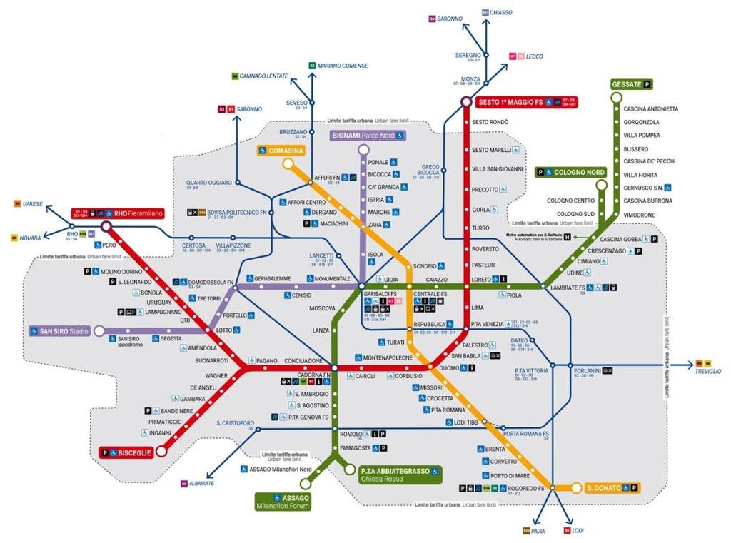 SERVIZI METROPOLITANI Le 4 linee metropolitane di