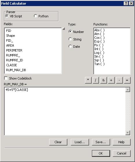 Field Calculator => definire la funzione per il calcolo dei valori da inserire in tabella: utilizzando la