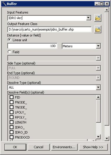 buffer -FULL il buffer è creato su entrambi i lati della linea (default) -LEFT/RIGHT buffer solo sul lato sinistro/destro (ArcINFO) -ROUND termina con un semicerchio -FLAT termina con un rettangolo