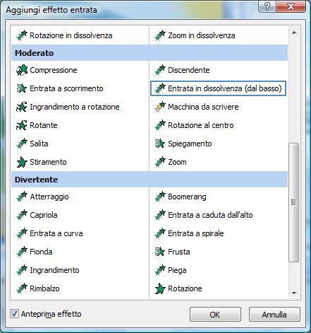basso) Se non trovi l effetto tra quelli elencati, clic