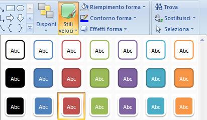 Applica uno stile veloce, inserisci una forma Digita il titolo e, nella scheda Home gruppo Disegno, clic su Clic su Nella scheda Home gruppo Disegno, seleziona la forma