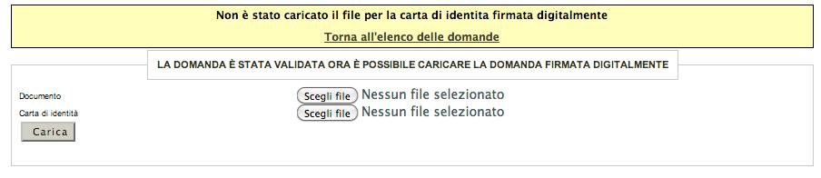 Cliccare sul link Invia alla PA, tramite la funzionalità "sfoglia" scegliere il pdf della domanda e della carta d identità firmati digitalmente e selezionare il pulsante "carica". Figura 3.