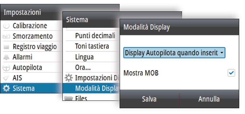 Modalità Display L'unità IS42 può essere impostata come solo display strumenti, come solo display autopilota o come una combinazione di queste due modalità display.