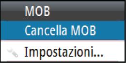 La pagina MOB mostra la posizione, la scala e il rilevamento del MOB nella posizione in cui è stata attivata la funzione MOB.