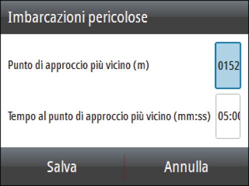 Quando un bersaglio entra nei limiti impostati, il simbolo diventa un simbolo di bersaglio pericoloso.