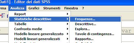 Spss: frequenze Calcoliamo le frequenze con il