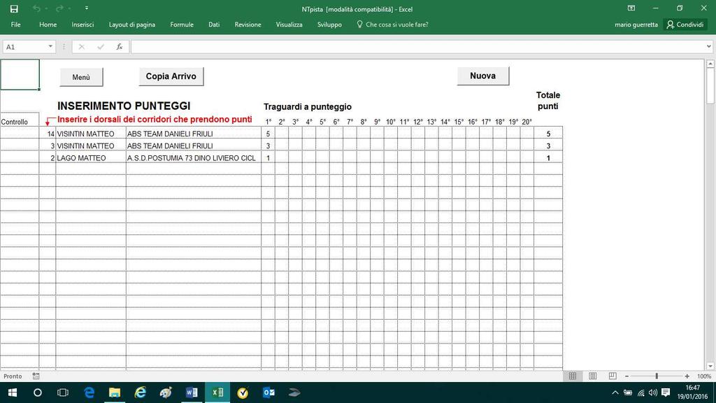 Questa pagina si può stampare dal pulsante stampa di Excel con l accortezza di indicare il numero di pagine da inviare alla stampa.