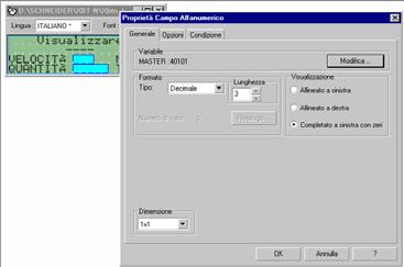 3. Utilizzo del software XBT L100 Campi variabili alfanumerici Questi campi visualizzano il valore di una variabile del display o delle apparecchiature collegate.