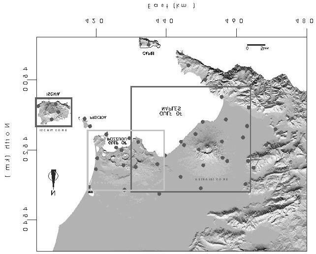 Neapolitan area, characterised by a high volcanic hazard, is monitored, among several methodologies, also by dense geodetic networks using different methods: levelling, GPS, tiltmeter, tide-gauge,