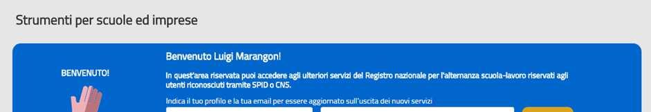 Profilo e contatto email utente acceduto con SPID/CNS