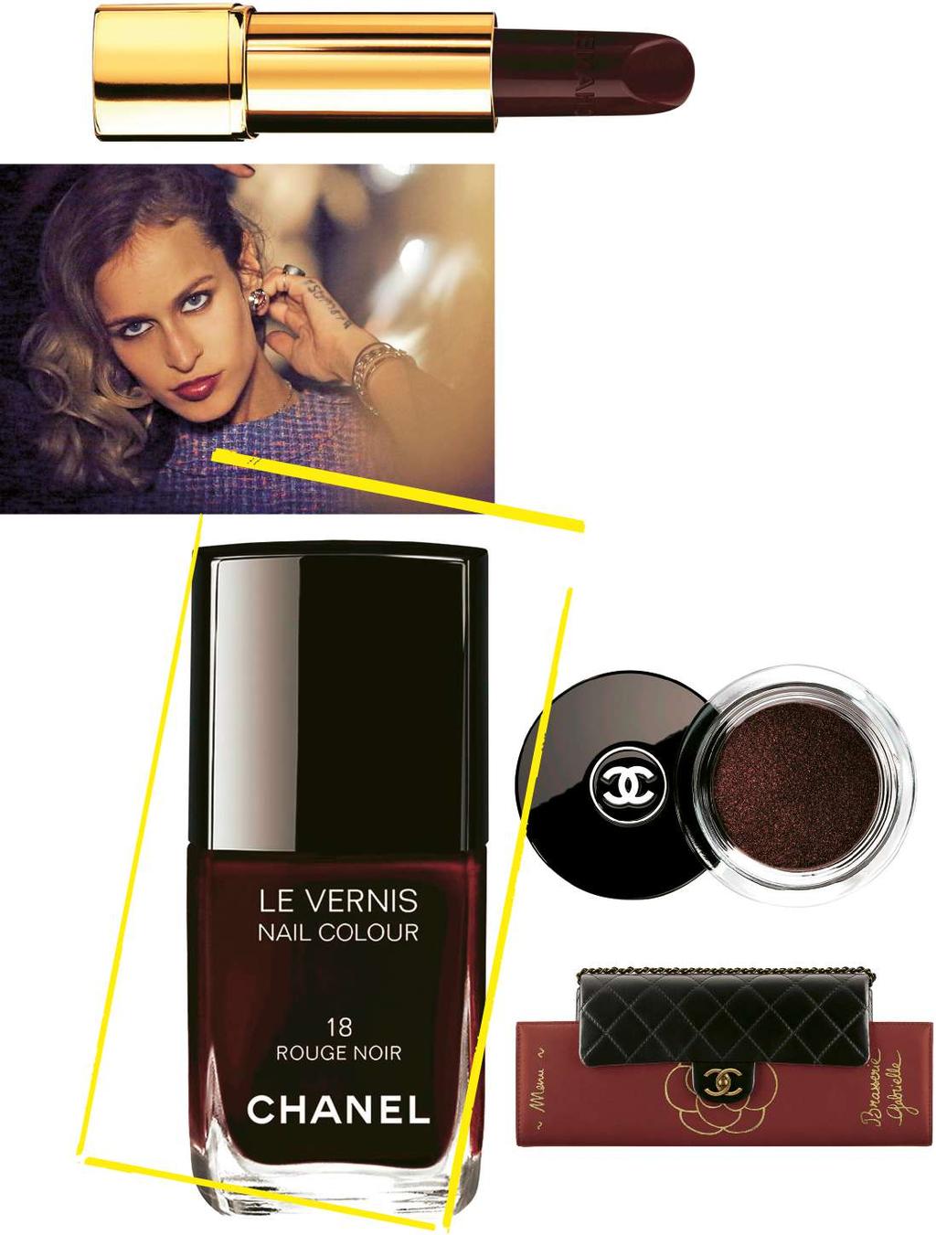 estremo RougE allure N. 109 RougE NoiR, chanel ( 32). 4 chanel rosso & nero Lo smalto Rouge Noir compie 20 anni. E festeggia con una collezione natalizia audace labbra Rosso granato PER alice dellal.