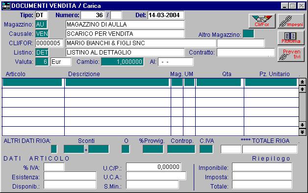 AD HOC WINDOWS MODULO ORDINI EVASIONE IMPEGNI L'evasione degli impegni avviene contemporaneamente all emissione del Documento di Vendita a Cliente a fronte di un impegno.