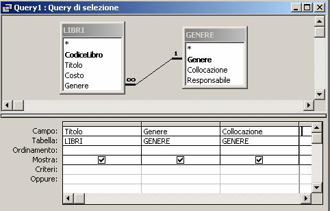 Con doppio click sul comando-finestra Crea una query in visualizzazione Struttura, si apre la visualizzazione in modalità Struttura della query con già in evidenza la finestra per l inserimento delle