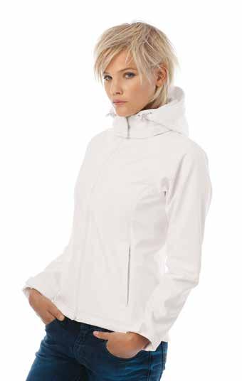 86 BCJW937 Hooded Softshell Women Giacca tecnica, esterno 94% polyestere 6% elastane. Tessuto triplo strato (esterno Softshell, interno traspirante, fodera Micro-fleece) interno 00% poliestere.