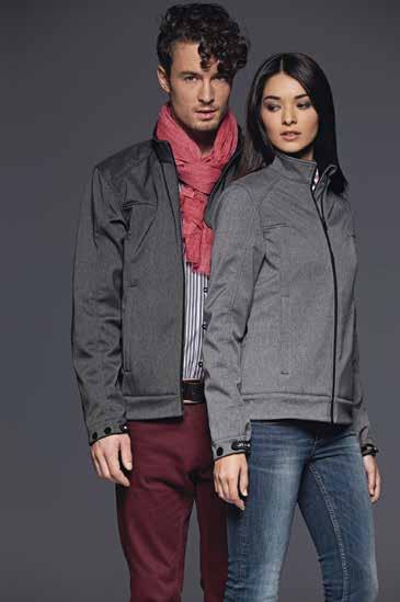 Jacket SOFT SHELL 96% poliestere, 4% elastan. Giacca classica in softshell, dal look melange. Tessuto funzionale a 3 strati con membrana TPU. Antivento, traspirante e impermeabile.