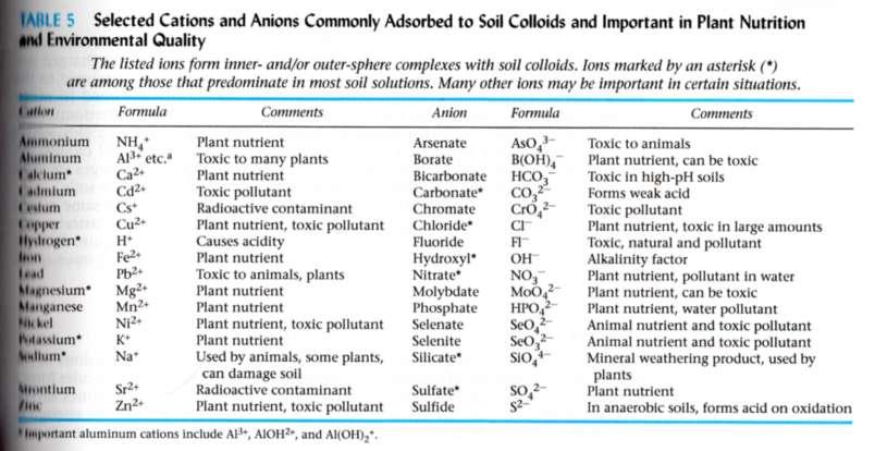 I colloidi del suolo presentano superfici cariche Significato nutrizionale ed ambientale delle principali specie