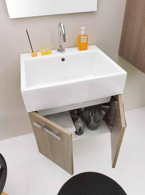 2-door cabinet with ceramic washbasin: