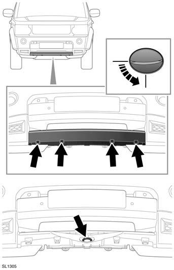 Recupero del veicolo Recupero del veicolo OCCHIONI DI TRAINO ANTERIORE E POSTERIORE Gli occhioni di traino sulla parte anteriore e posteriore del veicolo sono progettati esclusivamente per il