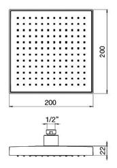 rettangolare in ABS 250x140 mm con anticalcare e snodo 1/2 F Rectangular ABS shower head 250x140