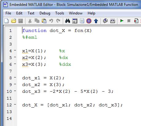 Esempio 1, Alternativa 3 Embedded Matlab Funtion